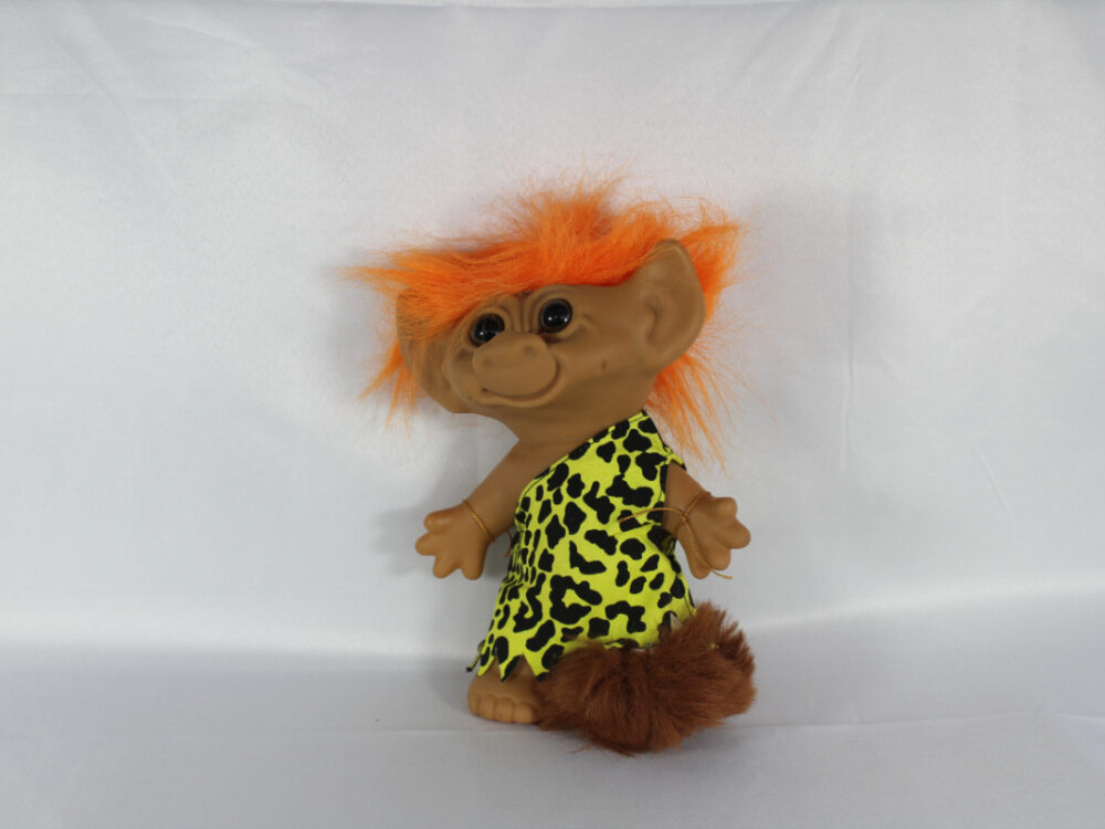 Caveman Troll Doll Toy – 5″ missing a shoe – Orange Hair